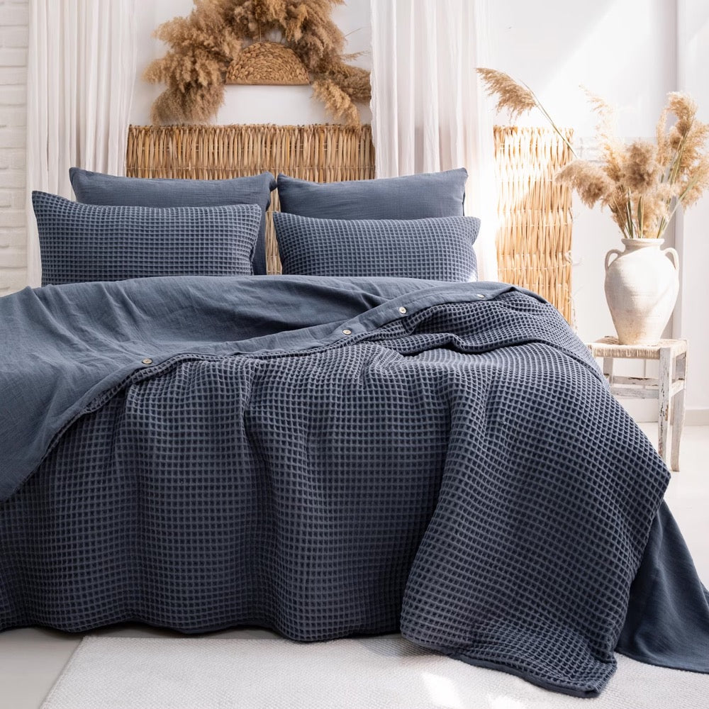 Unique Waffle Duvet Cover, Luxury Bedding Set, Organic ComforterCover, Linen Bedding Set, Farmhouse Bedding