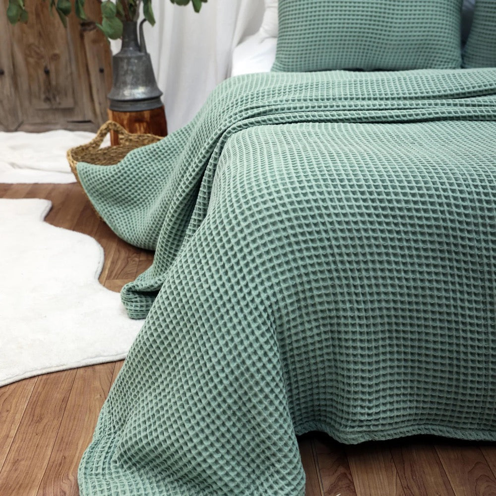Black Waffle Cotton Blanket, Soft Sofa Cover, Cotton Throw Blanket, King Bed Cover