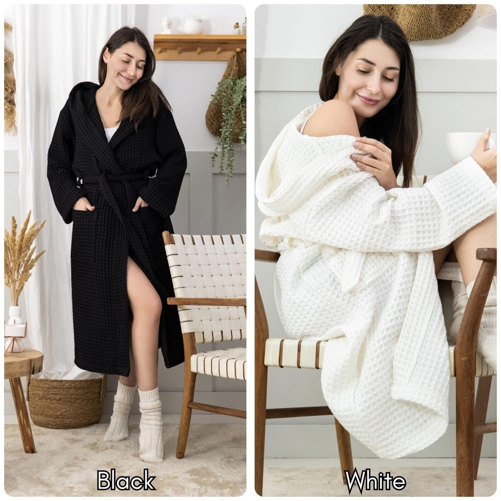 Organic Waffle Bathrobe, Cotton Dressing Gown, Bridal Robe, Bridesmaid Robe