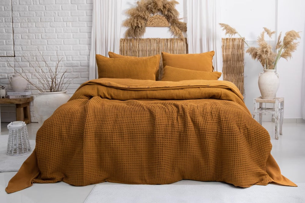 Unique Waffle Duvet Cover, Luxury Bedding Set, Organic ComforterCover, Linen Bedding Set, Farmhouse Bedding