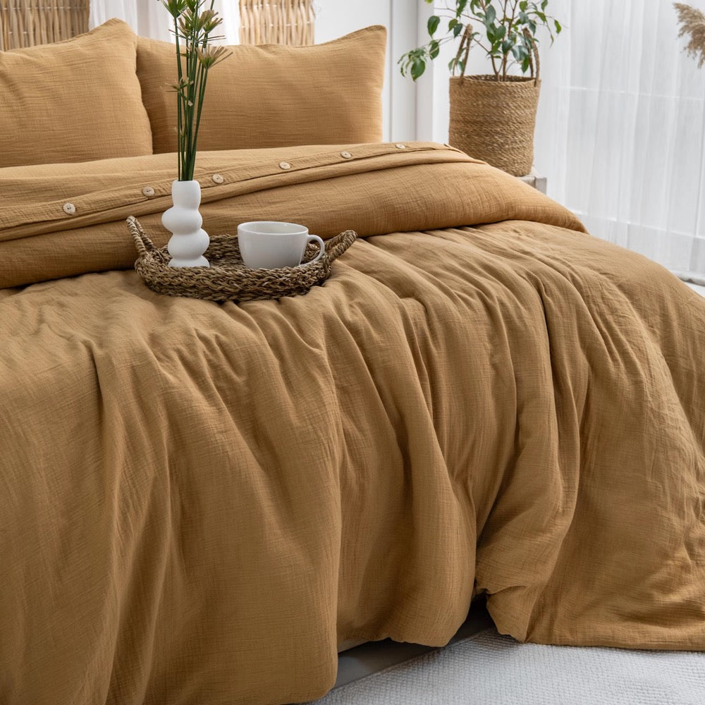 Cherry Muslin Duvet Cover, King Size Muslin Comforter Cover, Minimalist Gauze Bed Linen Set, Comforter Cover, Unique Quilt Cover