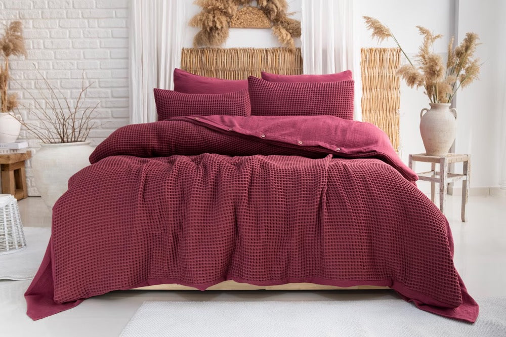 Unique Waffle Duvet Cover, Luxury Bedding Set, Organic ComforterCover, Linen Bedding Set, Farmhouse Bedding