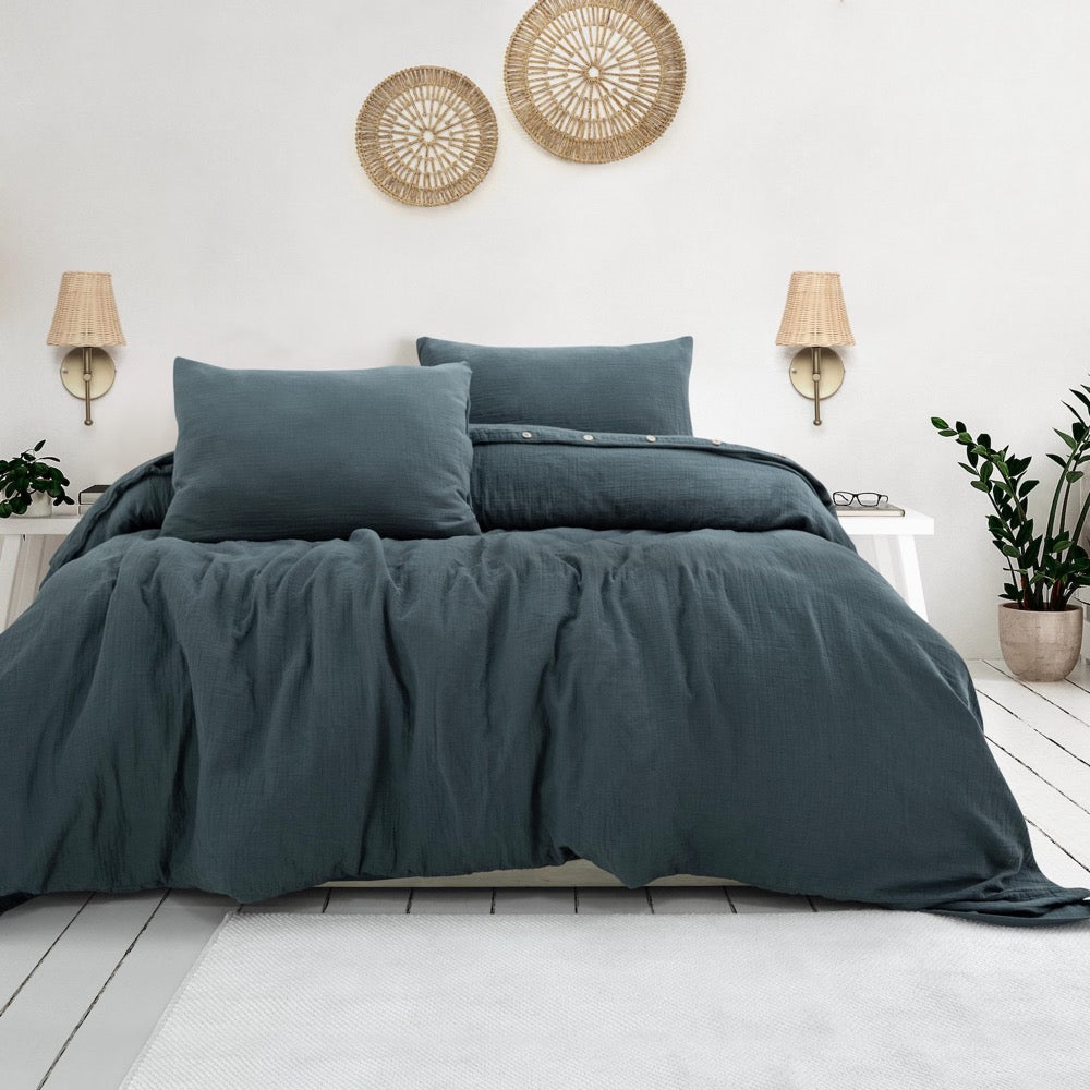 Cherry Muslin Duvet Cover, King Size Muslin Comforter Cover, Minimalist Gauze Bed Linen Set, Comforter Cover, Unique Quilt Cover