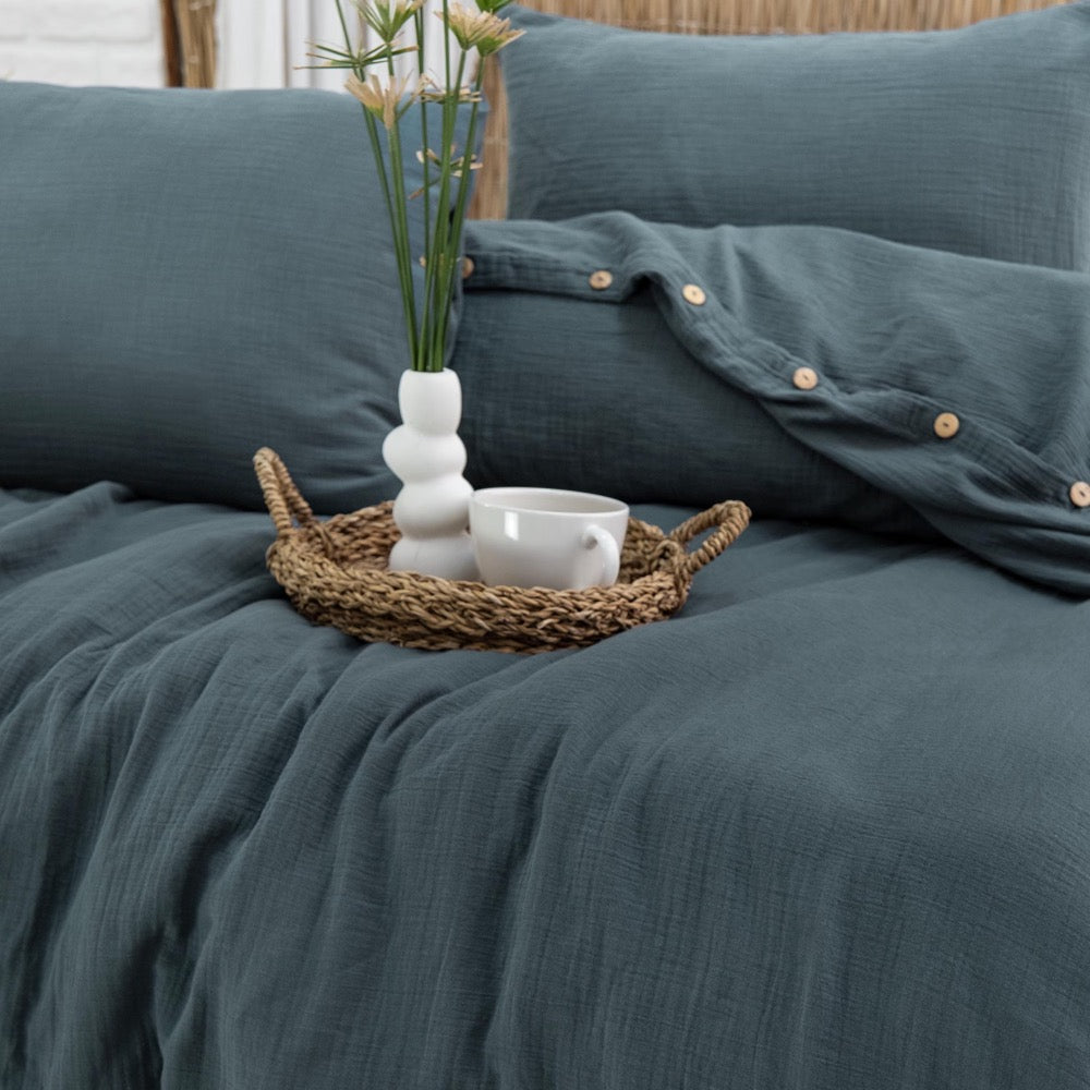 Cherry Muslin Duvet Cover, King Size Muslin Comforter Cover, Minimalist Gauze Bed Linen Set, Comforter Cover, Unique Quilt Cover
