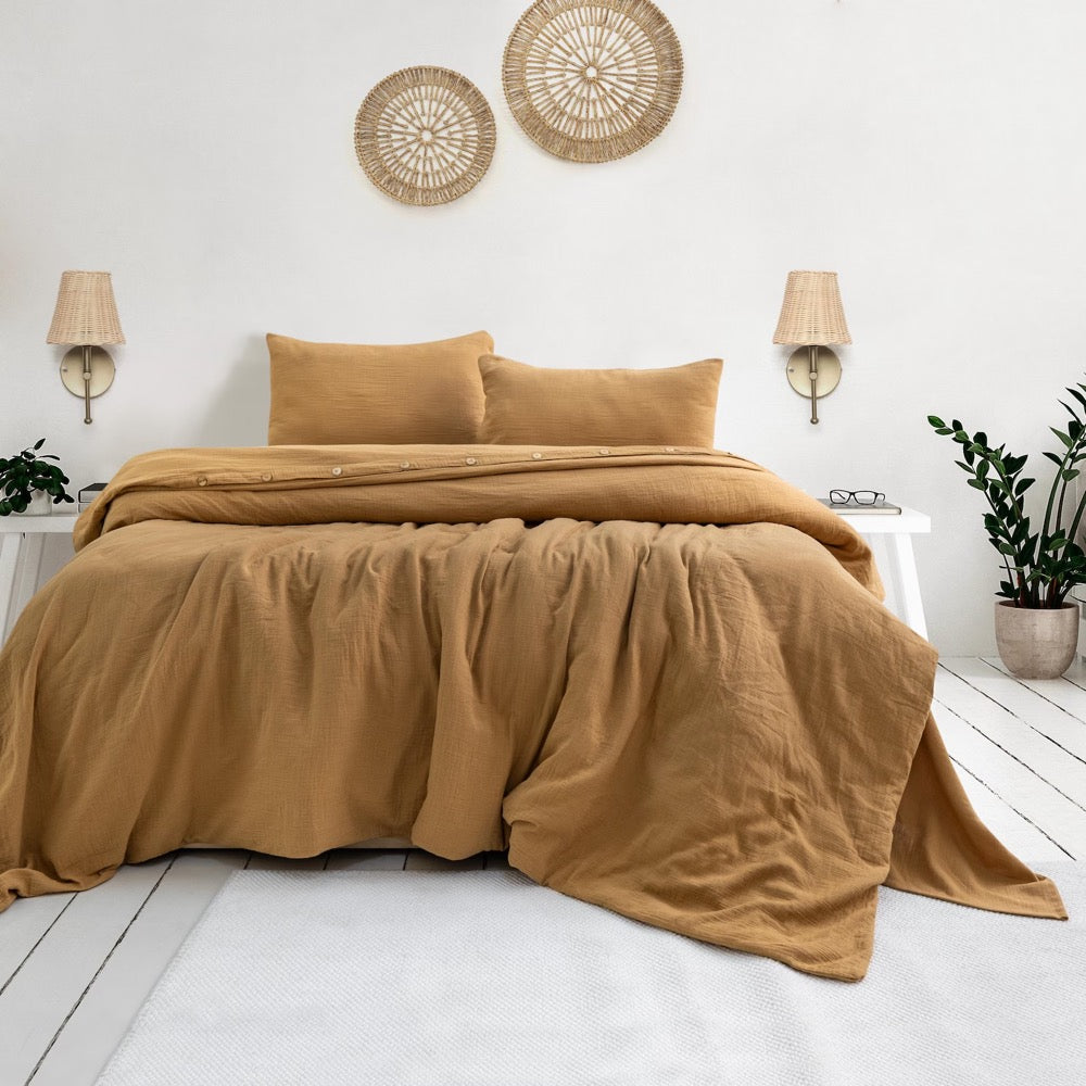 Cherry Muslin Duvet Cover, King Size Muslin Comforter Cover, Minimalist Gauze Bed Linen Set, Comforter Cover, Unique Quilt Cover