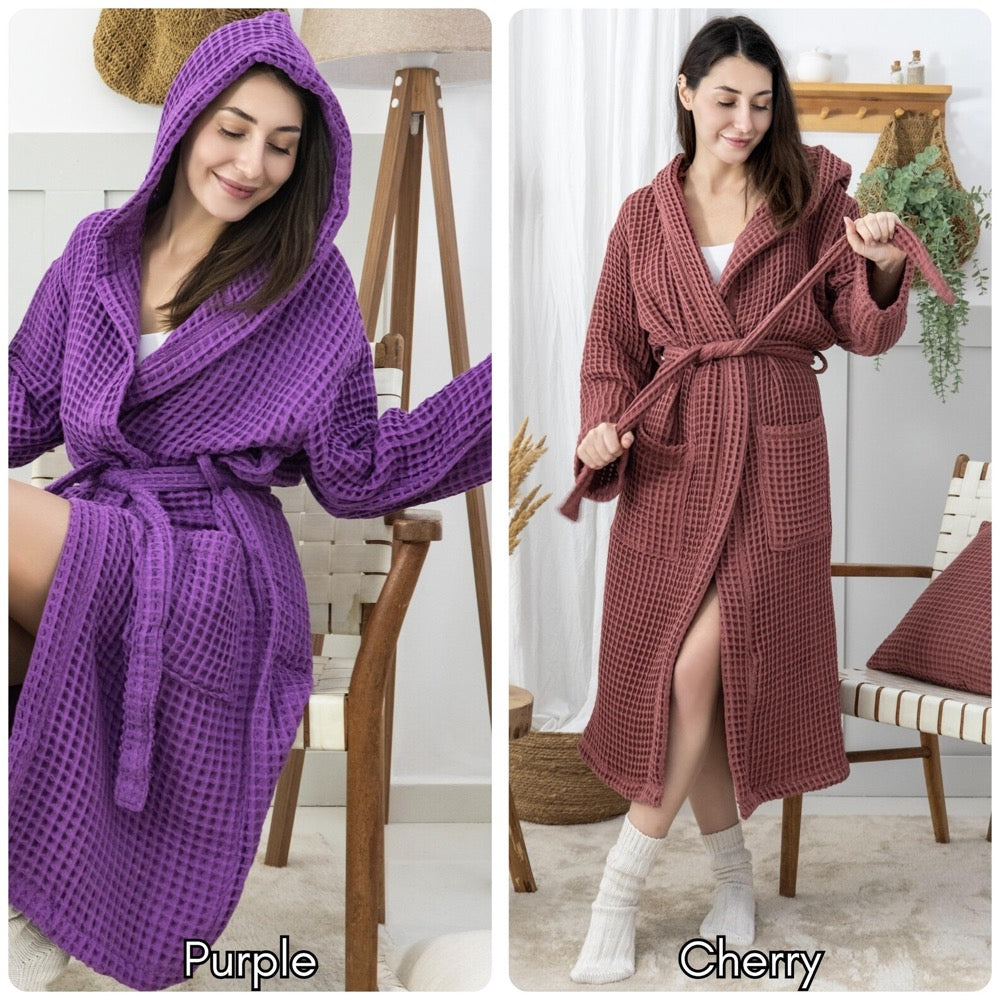 Organic Waffle Bathrobe, Cotton Dressing Gown, Bridal Robe, Bridesmaid Robe