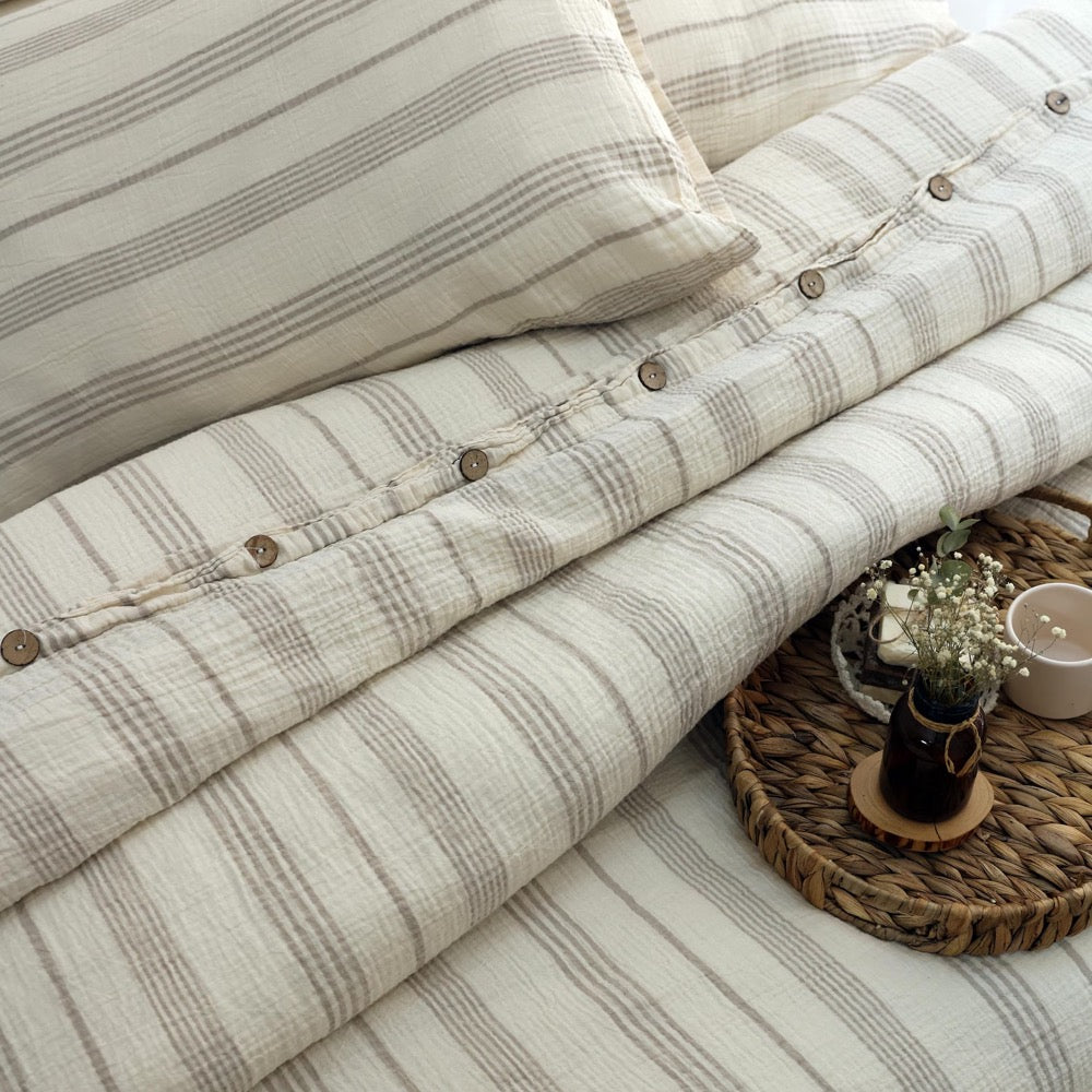 Breathable Muslin Duvet Cover, Organic Gauze Bed Linen Set, King Size Muslin Comforter Cover, Comforter Cover, Unique Home Gift