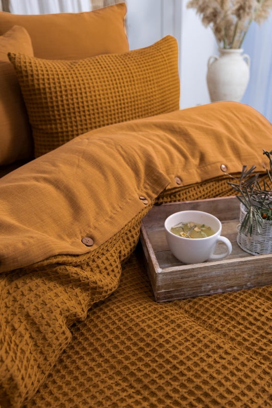 Unique Waffle Duvet Cover, Luxury Bedding Set, Organic ComforterCover, Linen Bedding Set, Farmhouse Bedding